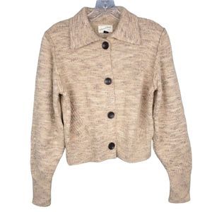Universal Thread Marled Light Brown Cropped Cardigan Sweater Button Up Size XS